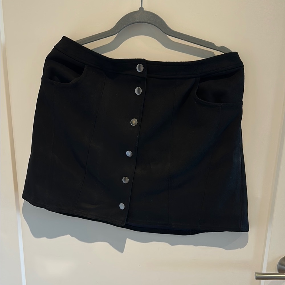 Express Black Mini Skirt with Button Detail